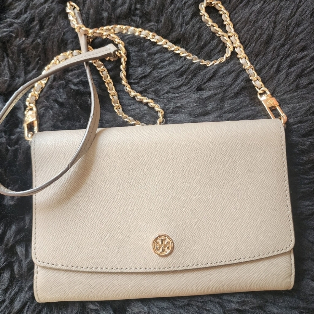 Tory Burch Grey leather Robinsón chain